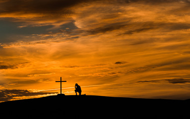 Obraz premium Prayful Man Cross