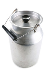 Retro can for milk isolated on white