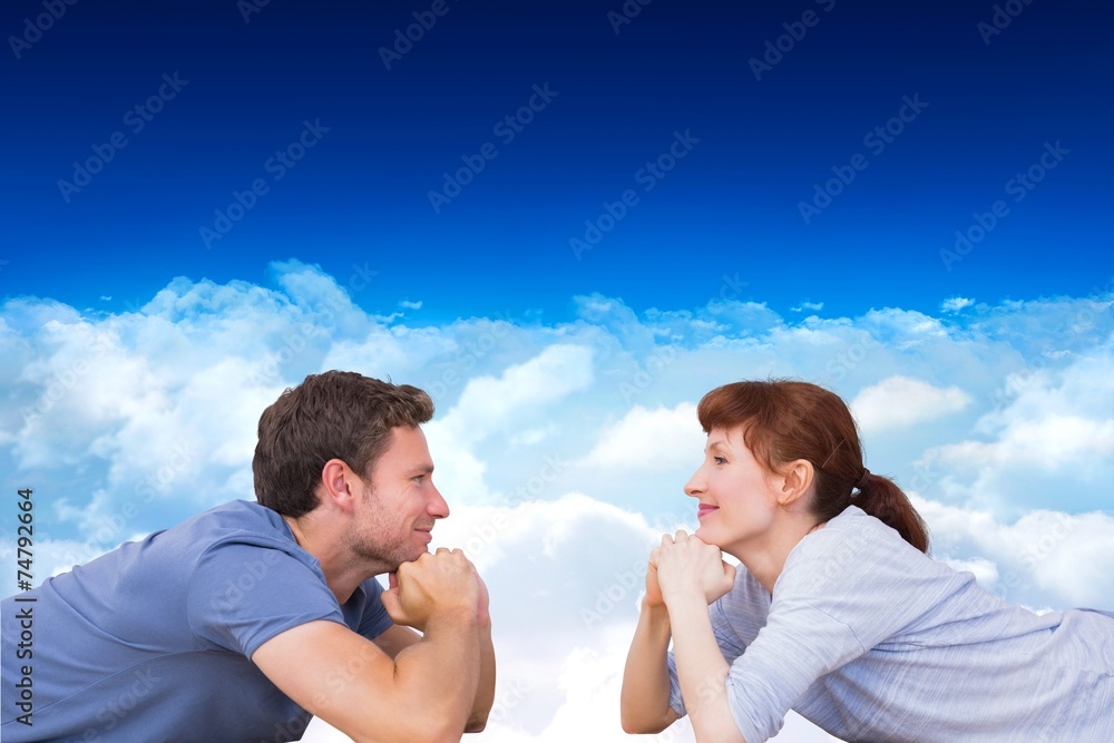 Aufkleber composite image of couple lying on the floor