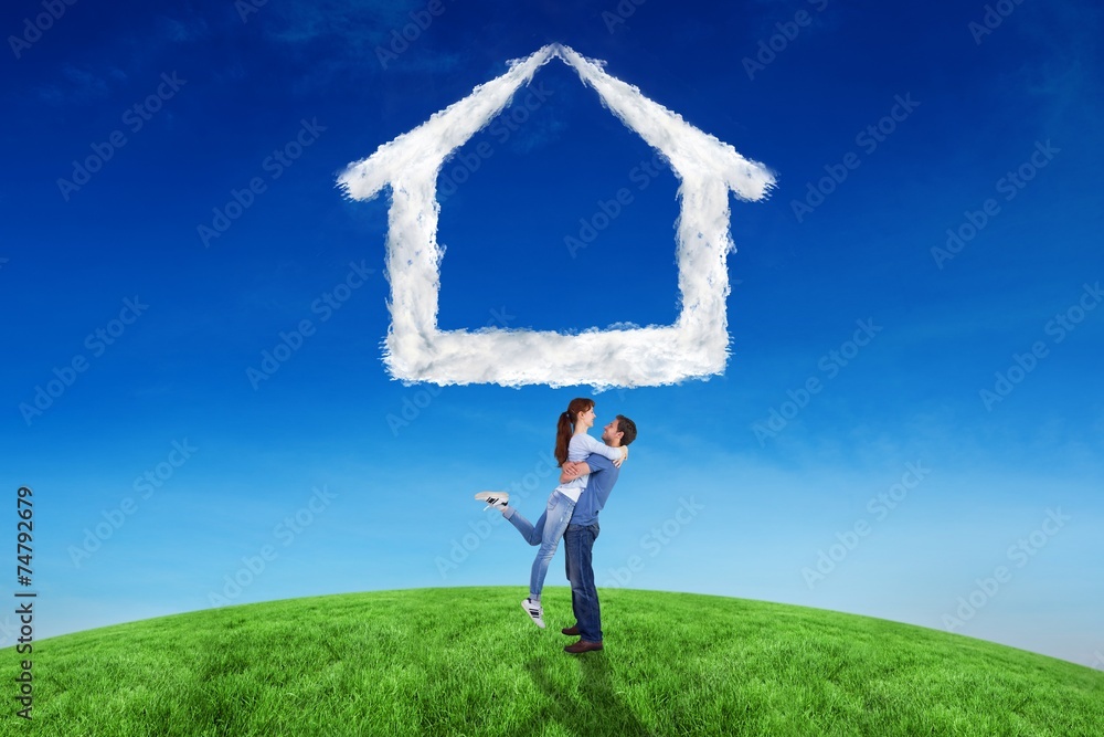 Poster Composite image of couple hugging each other