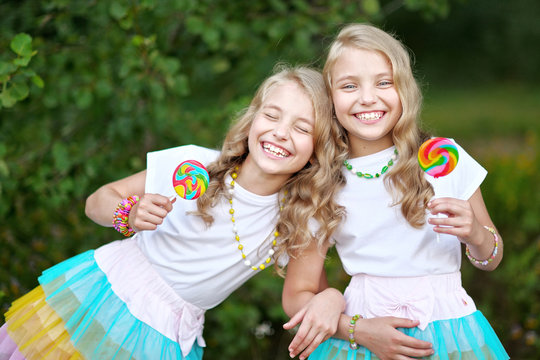 Portrait of two beautifullittle girls twins