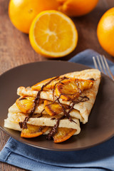 Crepes Suzette - thin pancakes with orange sauce