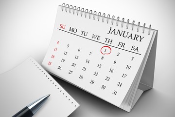 Composite image of january on calendar