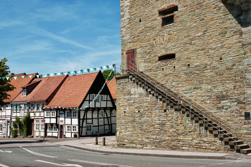 Fototapeta na wymiar Historische Fachwerkhäuser in Soest, NRW, Deutschland