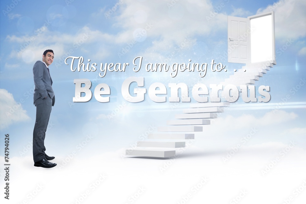 Poster composite image of smiling businessman standing