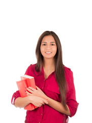 Young Latin Girl Holding Books