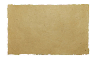 Handmade paper sheet on white isolated background
