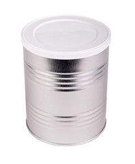 metal tin with a white lid