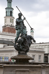 Fototapeta premium Sculpture of Neptun on the Old Market Square in Poznan, Poland 