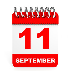 Calendar on white background. 11 September.