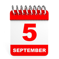 Calendar on white background. 5 September.