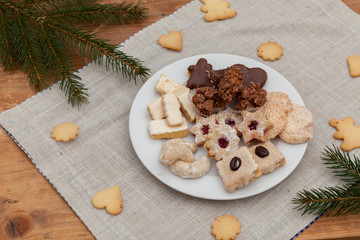 Christmas cookies on a wooden table
