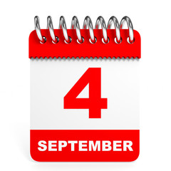 Calendar on white background. 4 September.