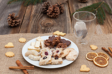 Christmas cookies on a wooden table