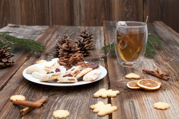 Christmas cookies on a wooden table