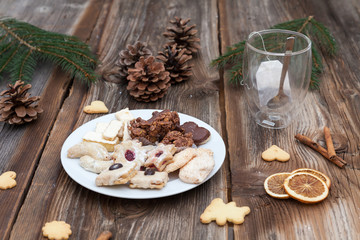 Christmas cookies on a wooden table