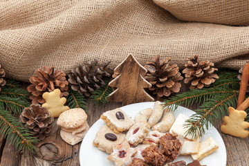 Christmas cookies on a wooden table