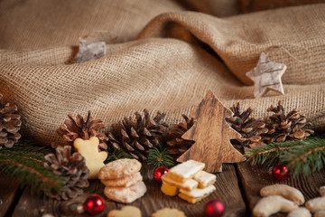 Christmas cookies on a wooden table
