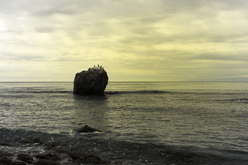 big stone in the sea