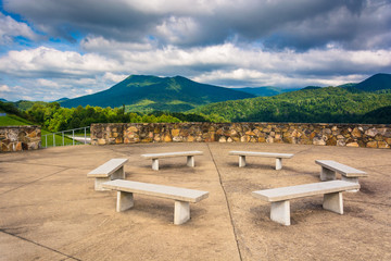 Benches and views of the Appalachian Mountains from Bald Mountai