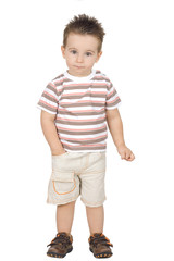 Cute little boy isolated on white background
