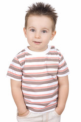 Cute little boy isolated on white background