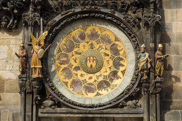 Prague astronomical clock (Prague orloj). Close up.