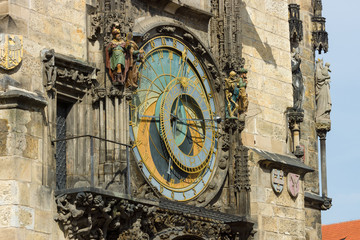 Prague astronomical clock (Prague orloj). Close up.