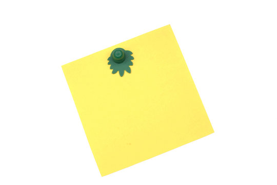 blank yellow note with magnet