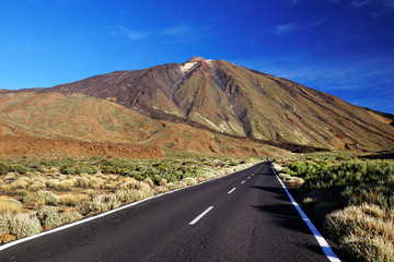 Road in El Teide National Park, Tenerife, Canary Islands, Spain