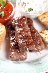 Kebab, minced meat skewer