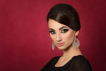Portrait of young beautiful asian woman with evening make-up