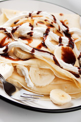 Crepes with banana and chocolate