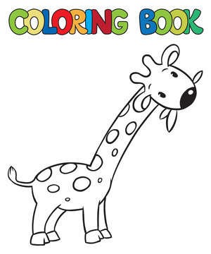 Coloring book of little funny giraffe