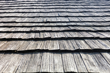 Old wooden shingle roof