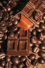 Coffee beans with chocolate glaze and dark chocolate