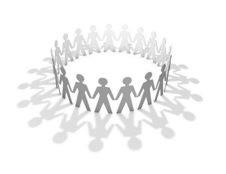 Three-dimensional team with people silhouettes