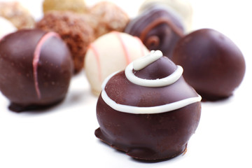 Various of sweet candies on white background