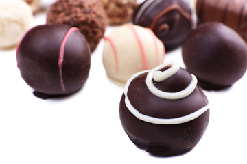 Various of sweet candies on white background