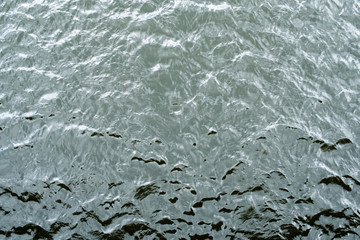 Cold and deep water surface with ripples