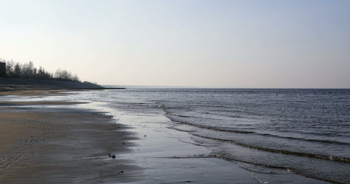 Peaceful Sand beach in Baltic sea , Riga Latvia
