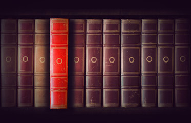 Vintage books in bookcase
