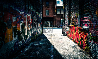 Looking toward Howard Street in the Graffiti Alley, Baltimore, M
