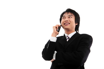 스튜디오 안의 정장 입은 비즈니스맨과 비즈니스 우먼