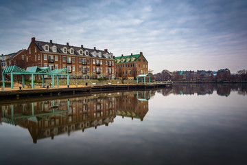 Reflection of waterfront apartments in the Potomac River, in Ale