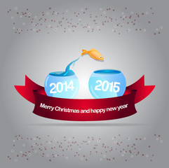 Abstract vector christmas background with fish