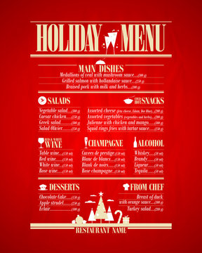 Holiday Menu List, New Year.