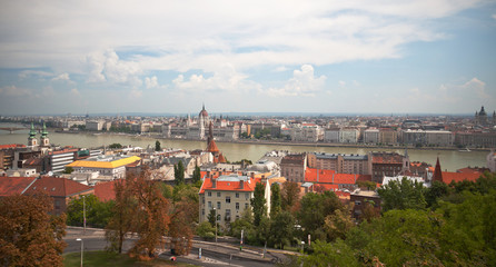 Cityview of Budapest with Danube river and Parliament building