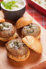 Spinach burger with parmesan and capers
