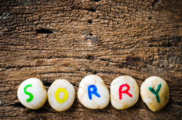 text sorry on stone